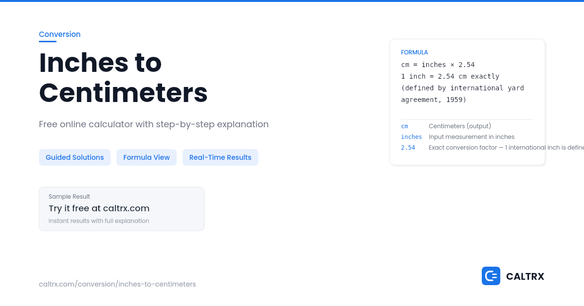 Inches to Centimeters – in to cm Converter | CALTRX