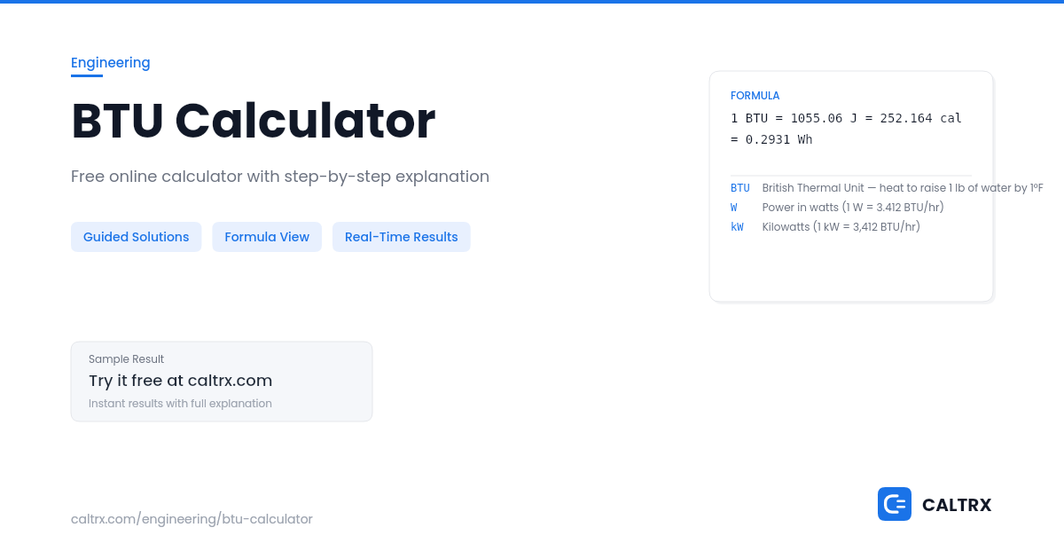 BTU Calculator – Room Heating & Cooling | CALTRX
