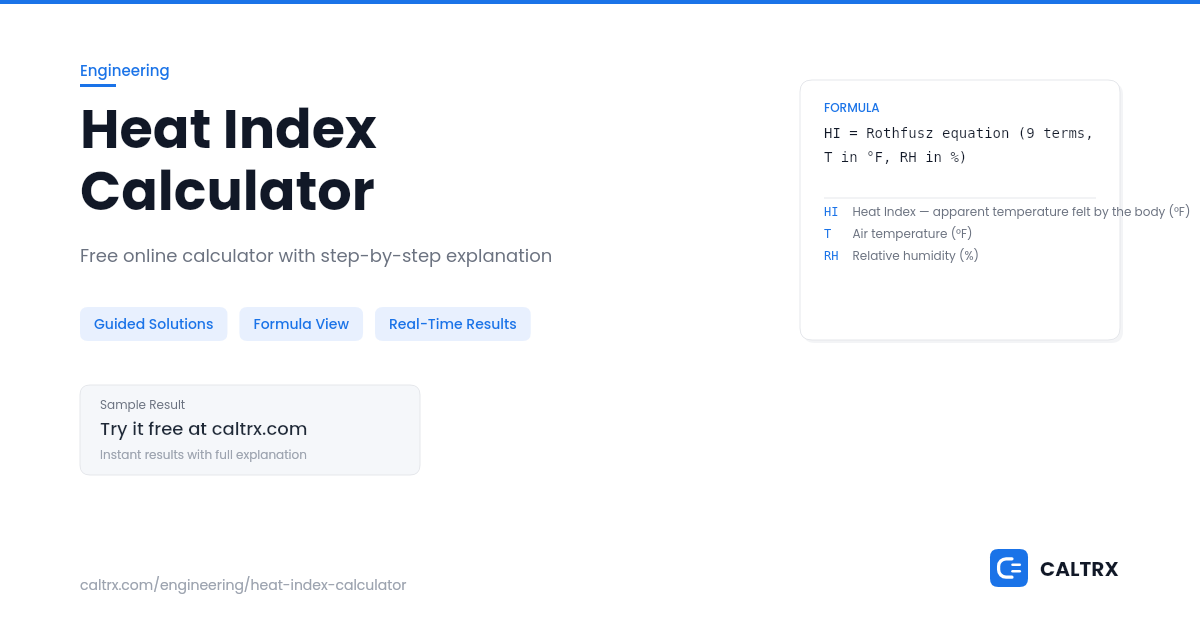 Heat Index Calculator – Apparent Temperature | CALTRX