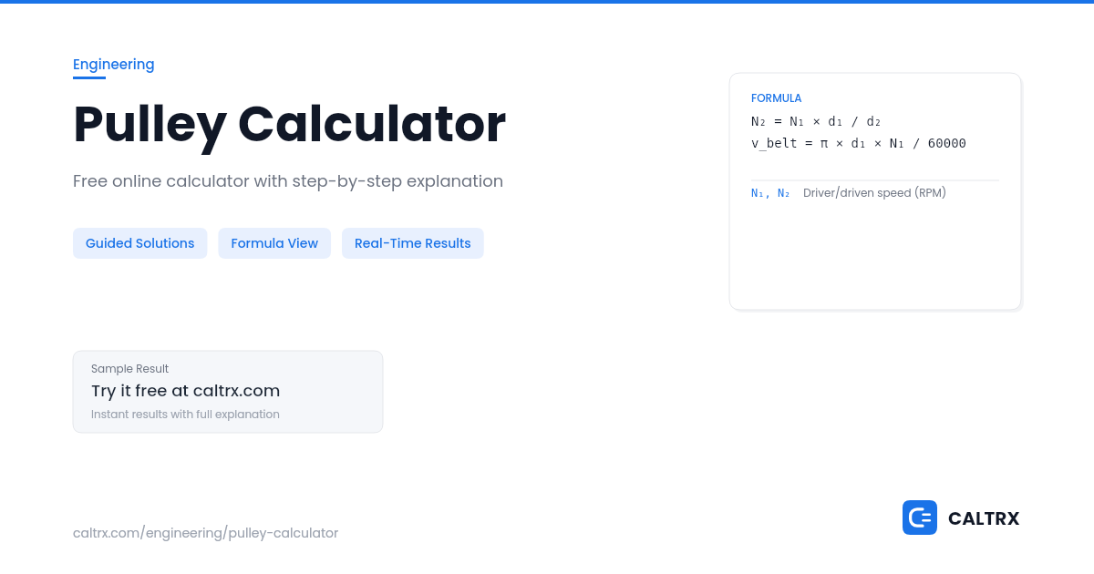 Pulley Calculator – Belt Speed & RPM | CALTRX