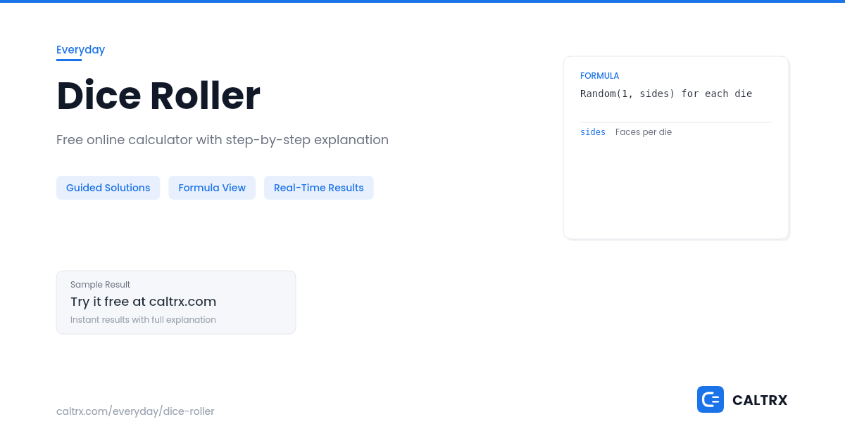 Dice Roller – Any Die from d4 to d100 | CALTRX