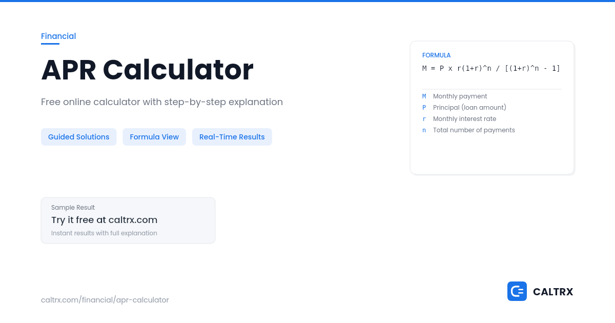 Simple Pr Calculation APR Calculator β True Annual Rate | CALTRX