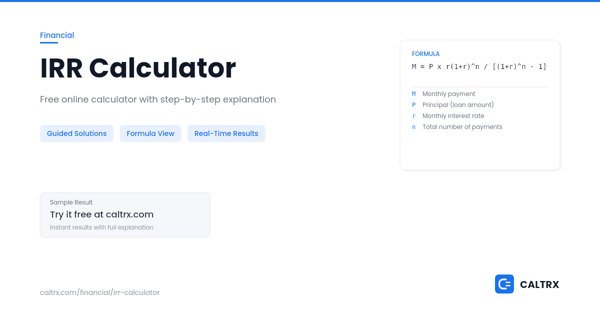 IRR Calculator – Project Rate of Return | CALTRX
