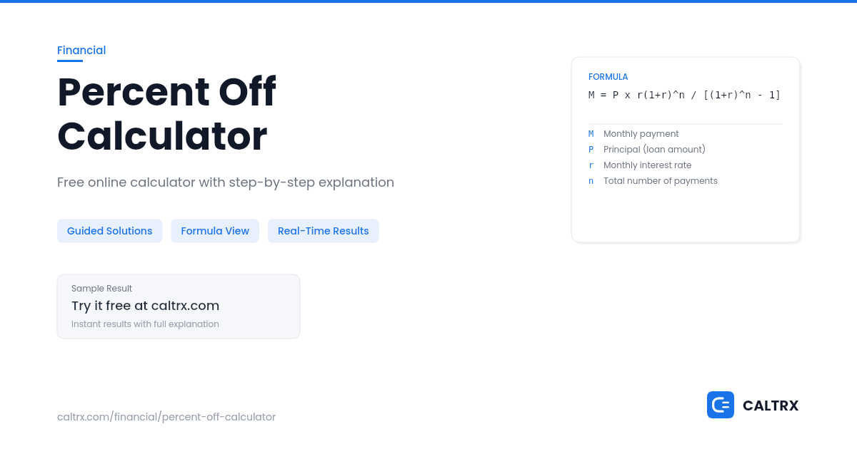 Percent Off Calculator – Price After Discount | CALTRX