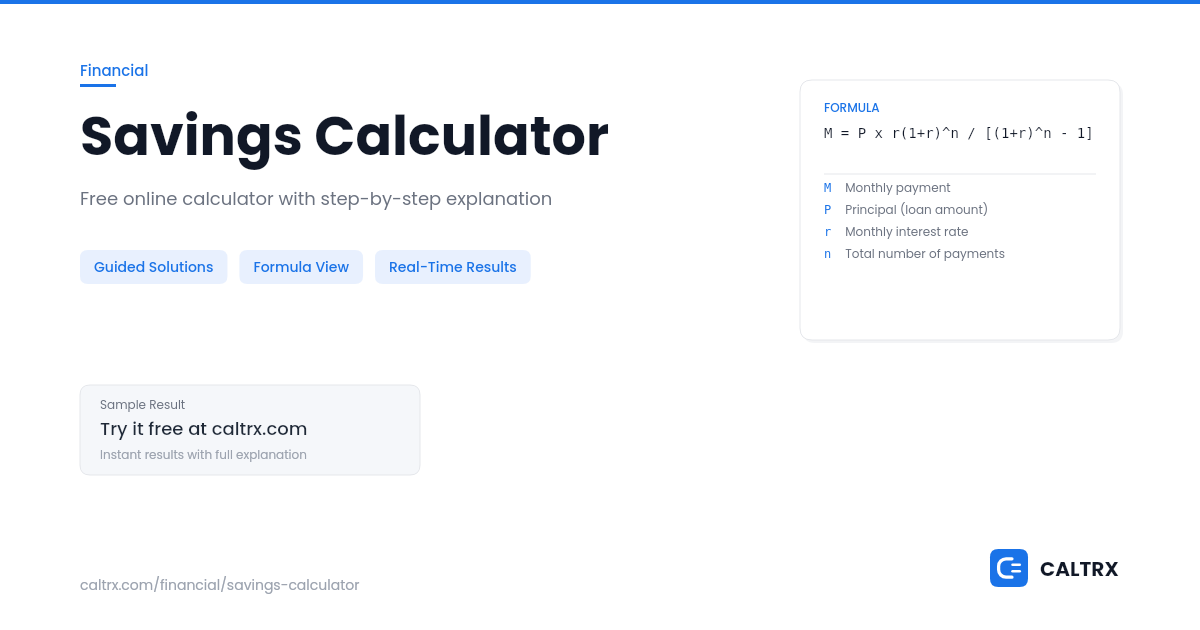 Savings Calculator – Balance at Any Future Date | CALTRX
