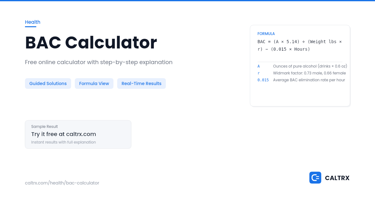 BAC Calculator – Blood Alcohol Content | CALTRX