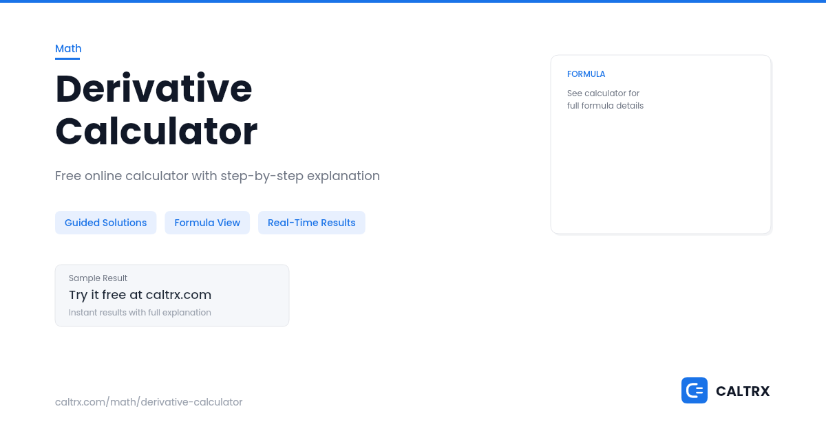 Derivative Calculator – Calculus Step by Step | CALTRX