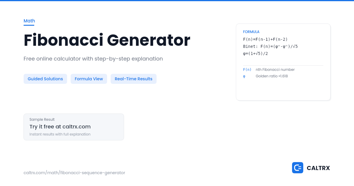 Fibonacci Generator – Generate the Sequence | CALTRX
