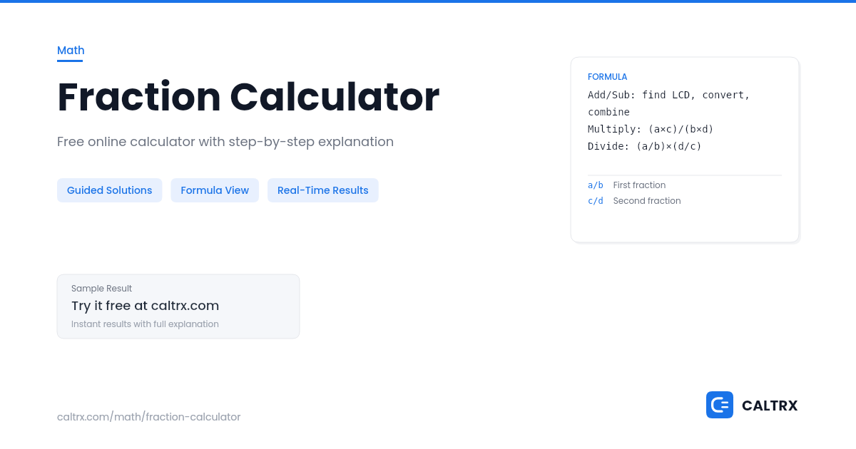 Fraction Calculator – Add, Subtract & Multiply | CALTRX