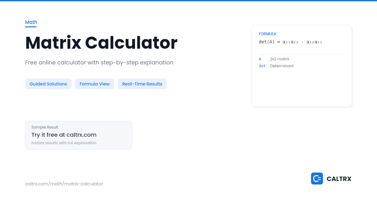 Matrix Calculator – Solve Any 2x2 or 3x3 | CALTRX