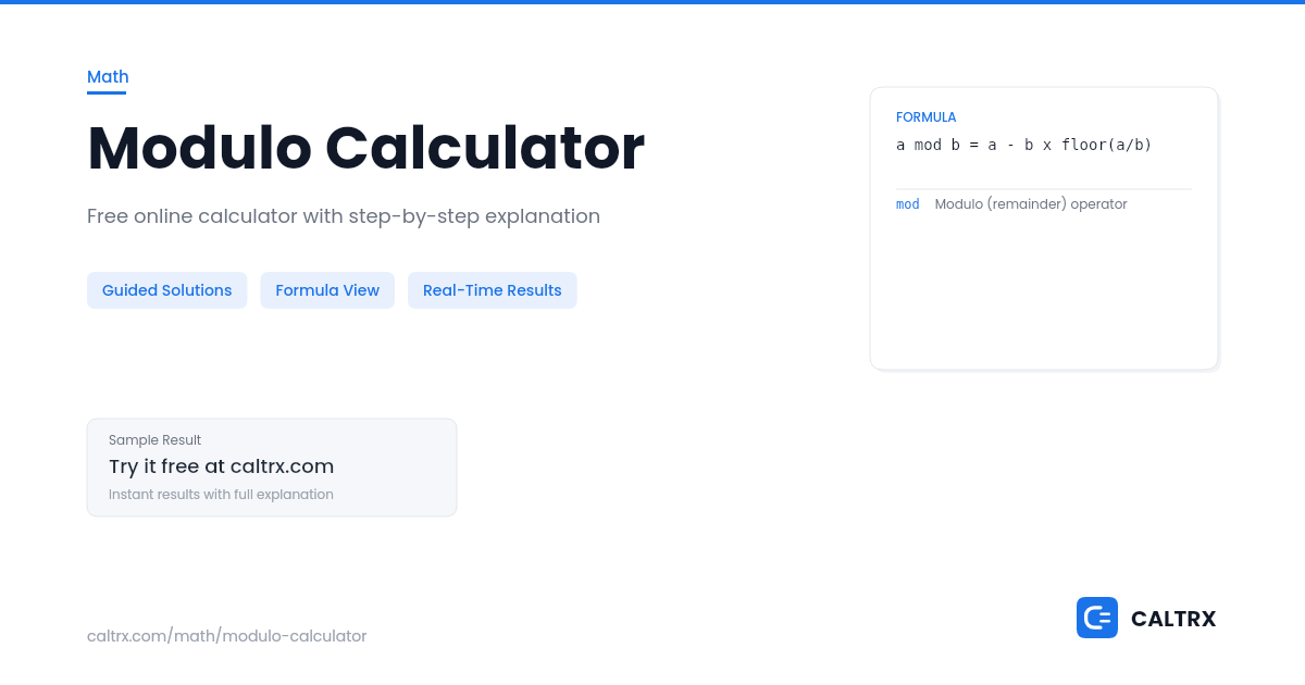 Modulo Calculator – What Is the Remainder? | CALTRX