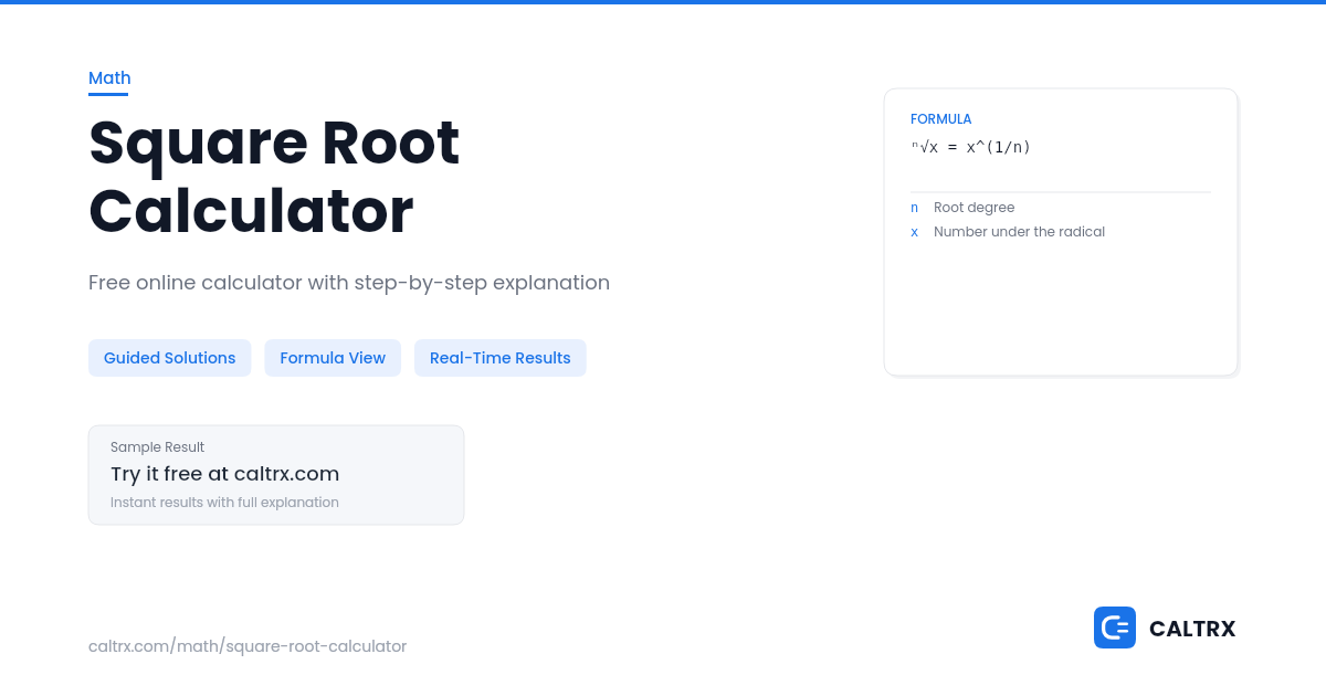 Square Root Calculator – Find Any Root Instantly | CALTRX